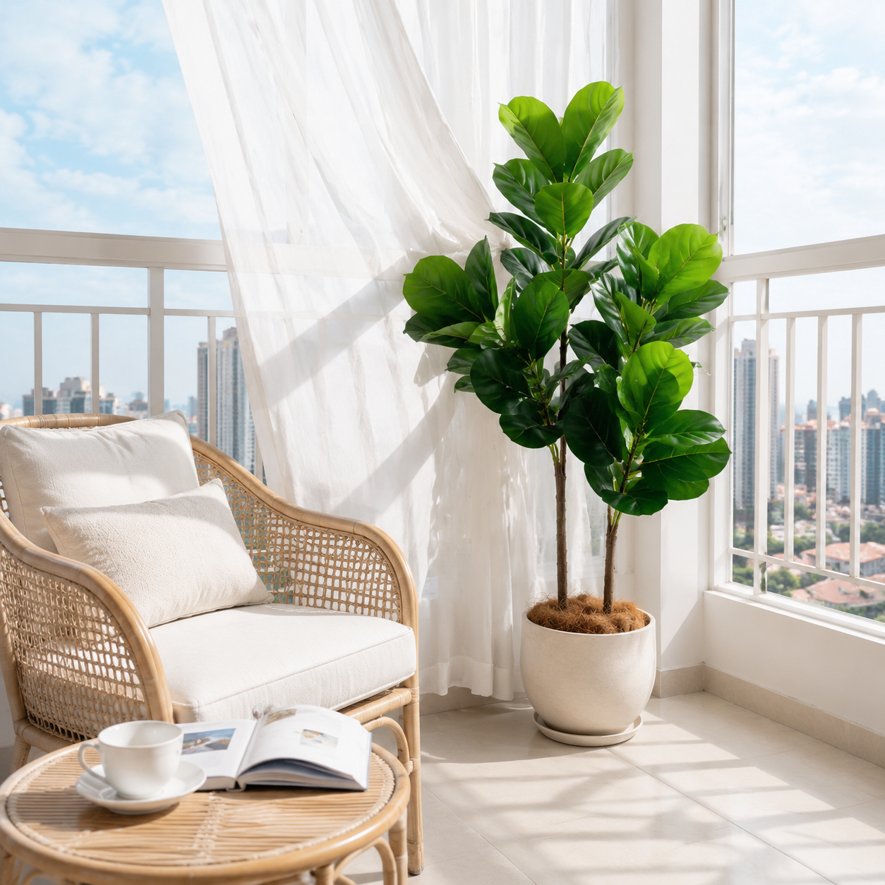 130cm/4.3ft Artificial Ficus L - Ficus Lyrata Tree reseña y precio