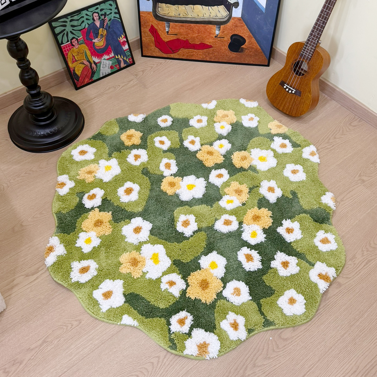 Green Meadow Daisy Tufted Rug, - Maranta Prayer Plant reseña y precio