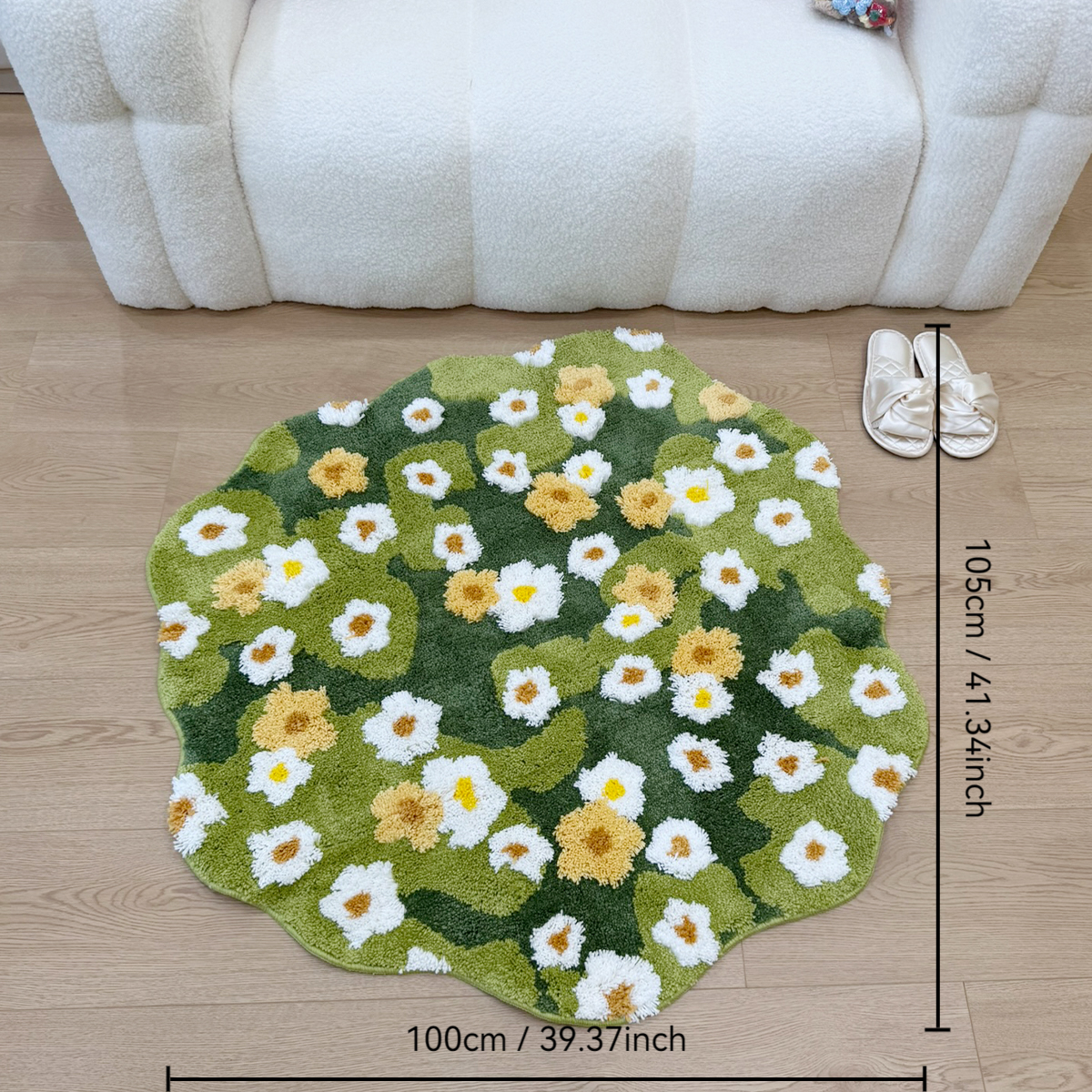 Green Meadow Daisy Tufted Rug, - Maranta Prayer Plant reseña y precio