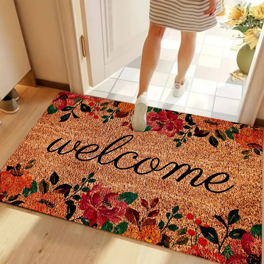 Welcome Retro Floral Doormat O - Maranta Prayer Plant reseña y precio