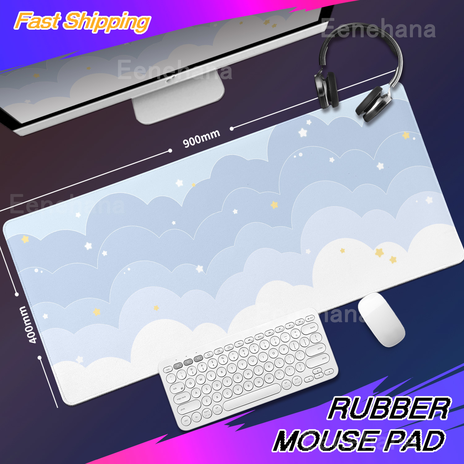 Light Blue Pink Clouds Desk Ma - Tradescantia Purple reseña y precio